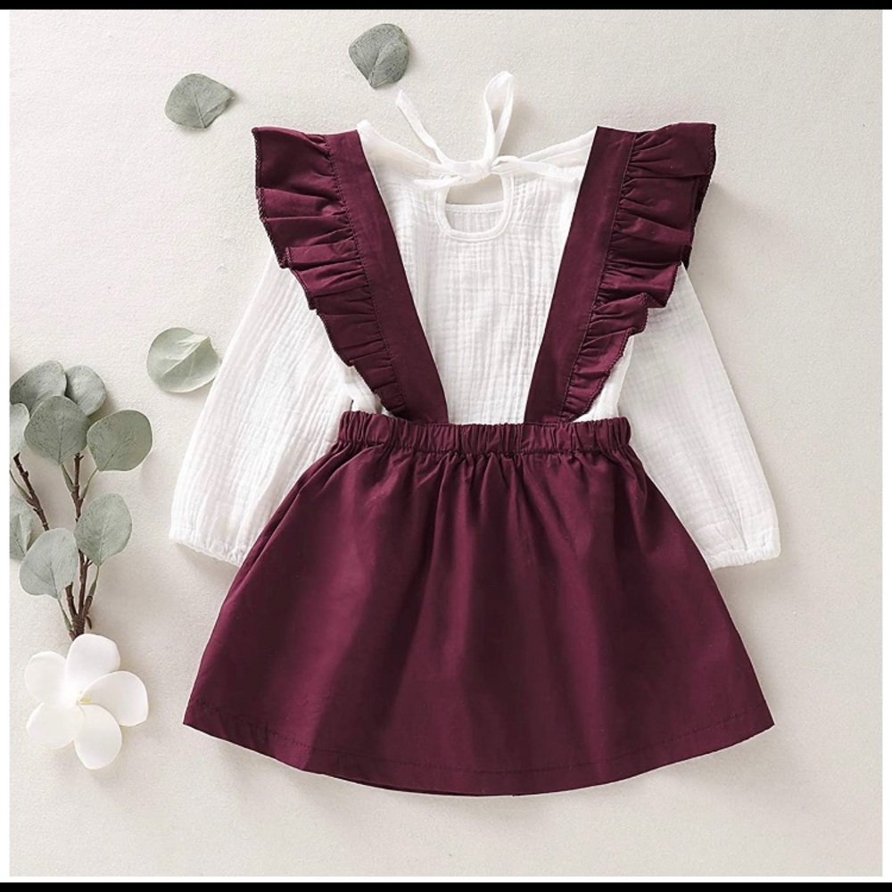 Toddler Baby Girl Suspender Skirt Set Dress 3-4T